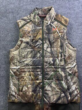 Under Armour Vest Womens XL Realtree Camo Quilted Insulated Full Zip Hunting